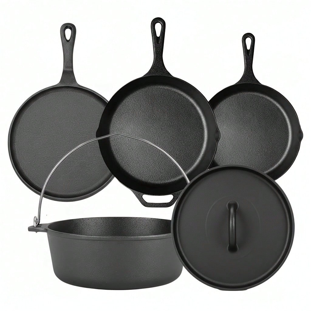 Camping Cooking Dutch Oven - PACILACK Cast Iron Pots And Pans