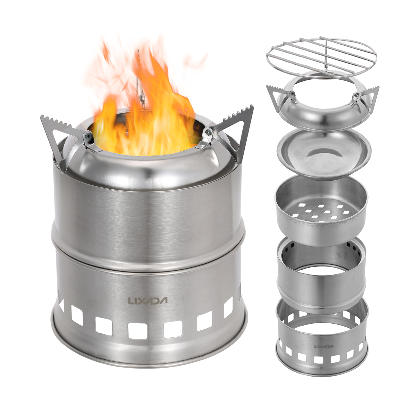 Camping Cooking Butane - Lixada Stainless Steel Wood Stove Camping
