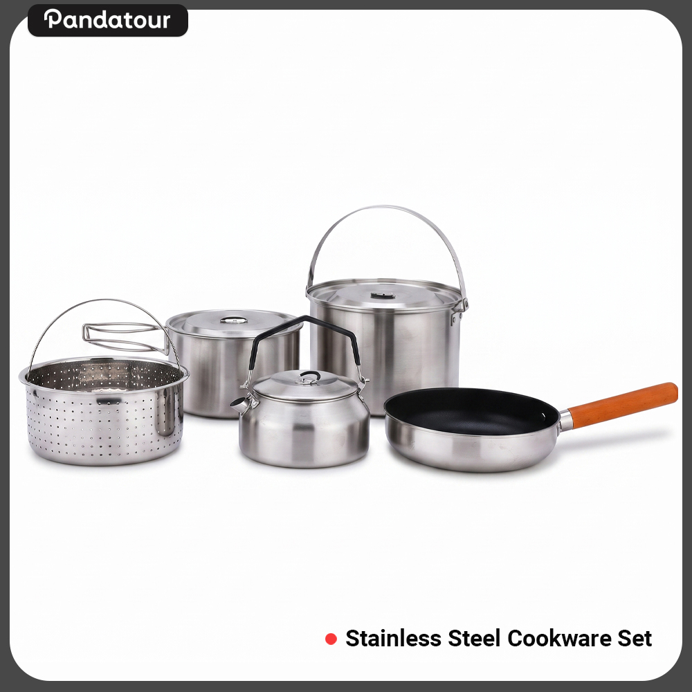 Camping Cooking Basket - Pandatour Outdoor Camping 5Piece Stainless Steel