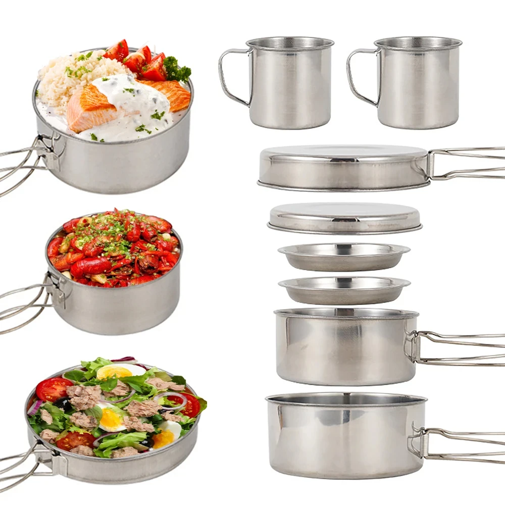 8pcs/Set Camping Cookware Mess - Camping Cooking Gear Set recension och pris