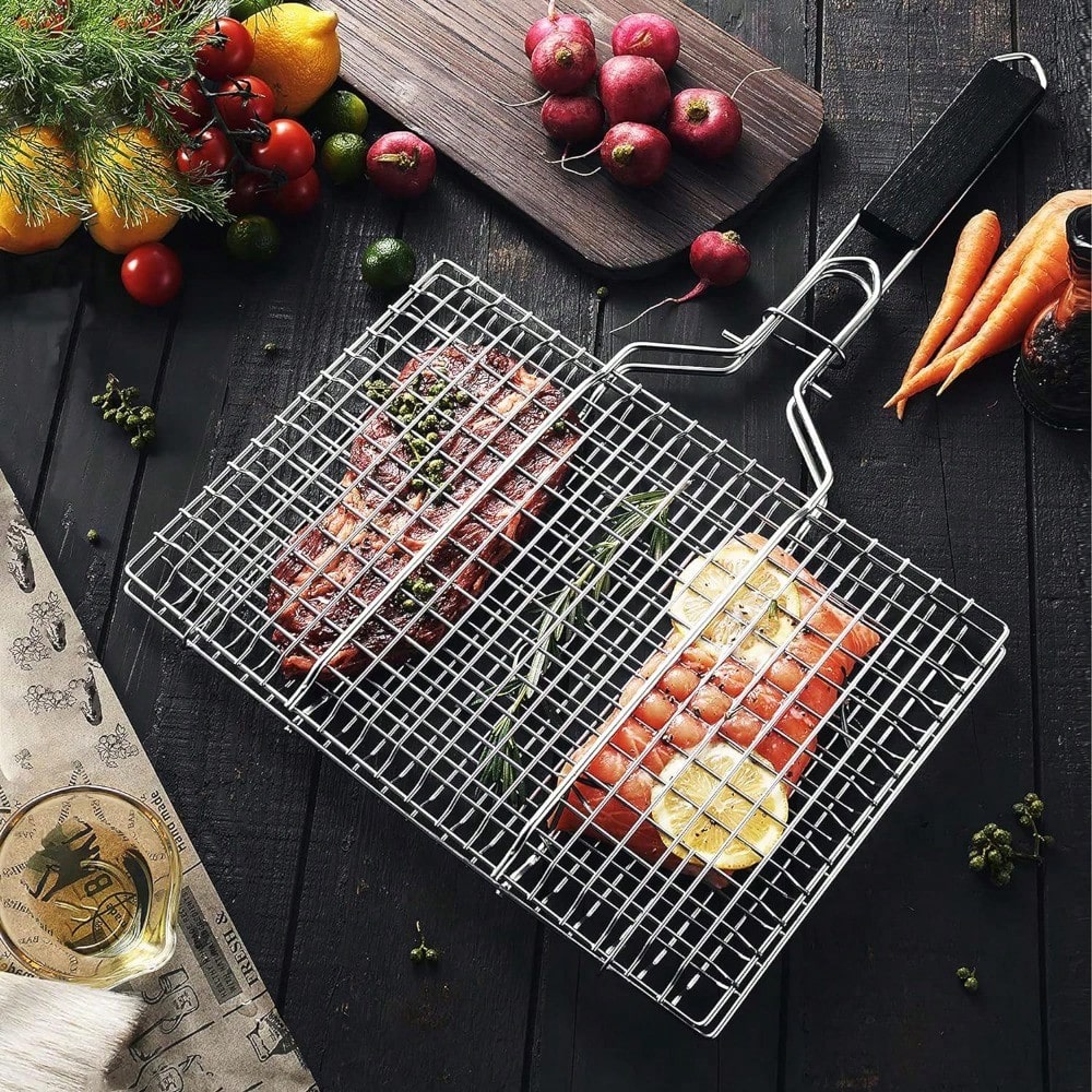 Portable Grilling Basket Foldi - Camping Cooking Basket recension och pris