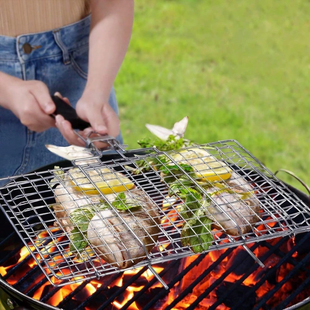 Portable Grilling Basket Foldi - Camping Cooking Basket recension och pris