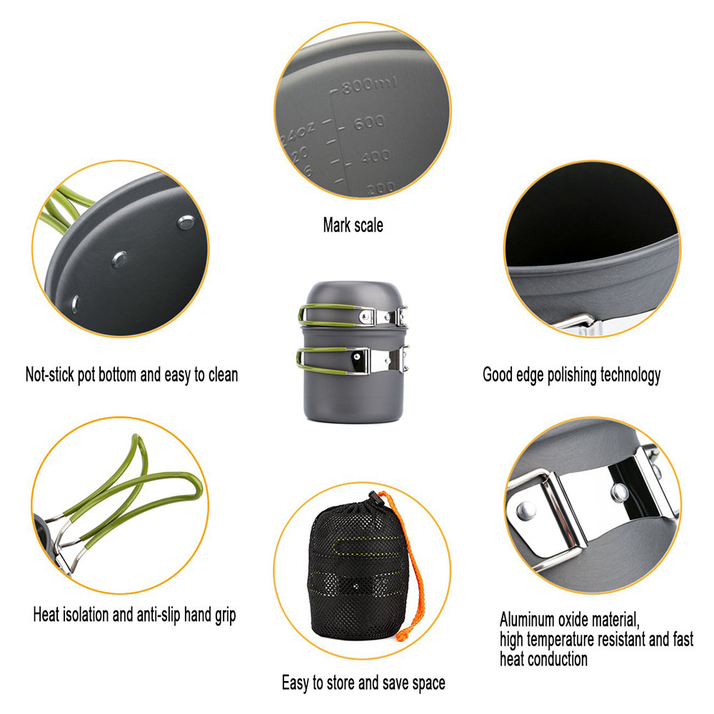 Ultralight Camping Pots Cookwa - Camping Cooking Gear Set recension och pris