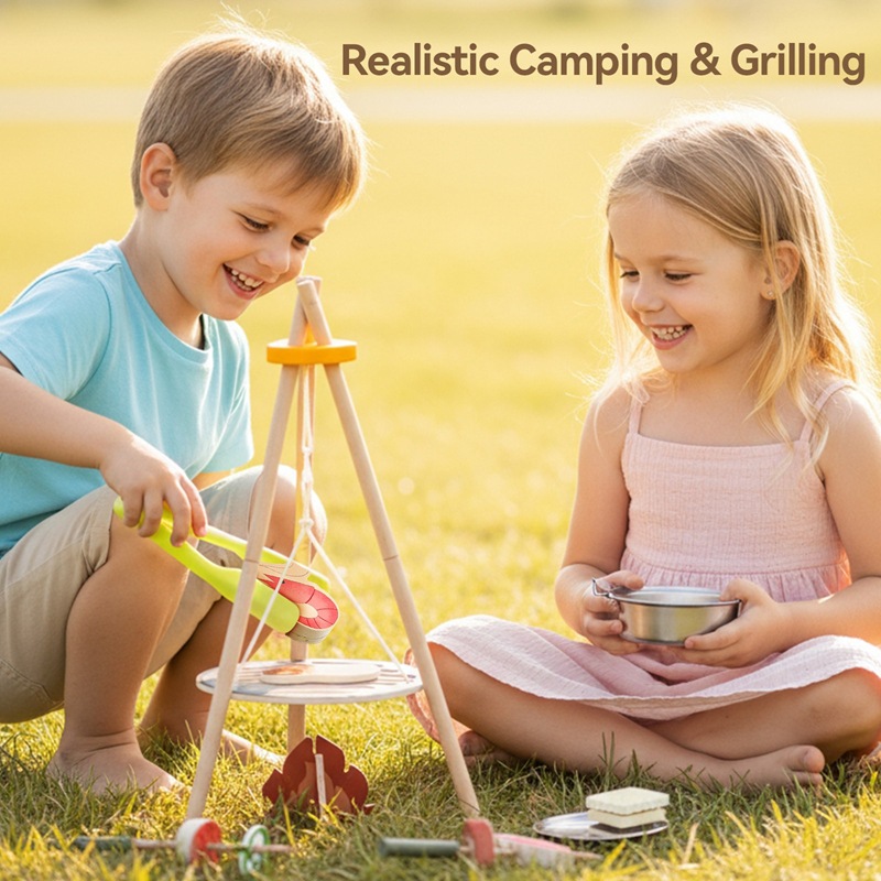 Wooden Kids Camping Barbecue T - Camping Cooking Gifts recension och pris