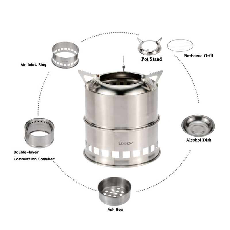 Lixada Stainless Steel Wood St - Camping Cooking Butane recension och pris