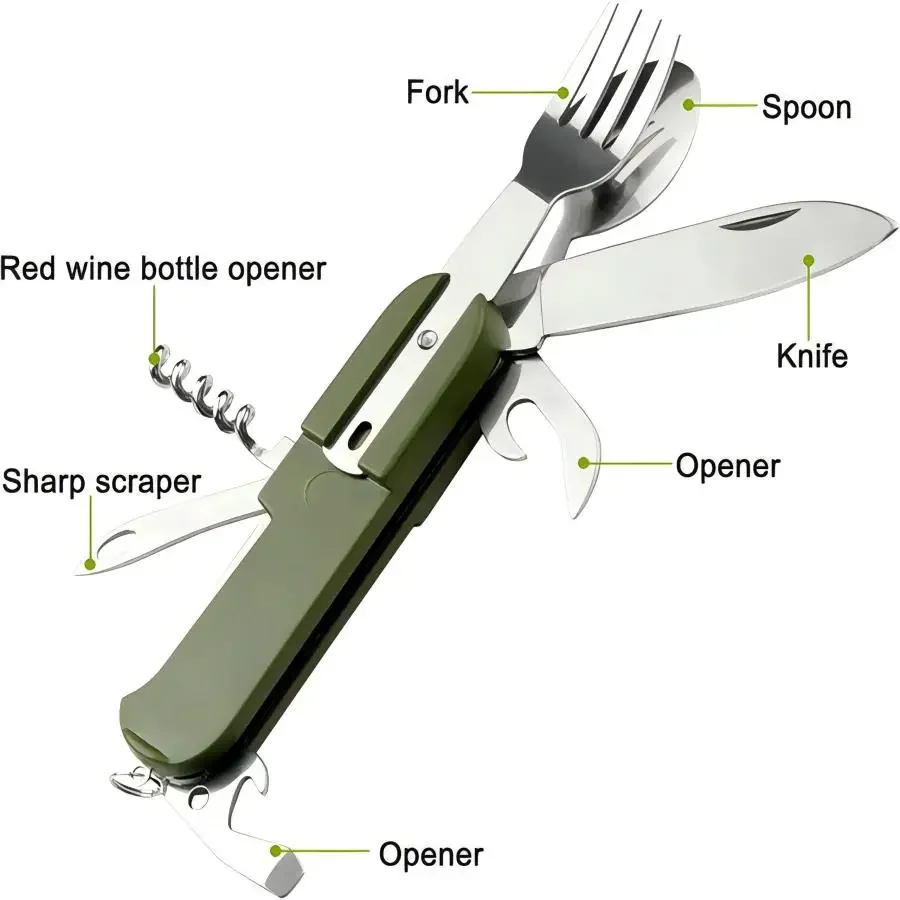 Camping Gear 5-in-1 Stainless  - Camping Cooking Utensil Set recension och pris